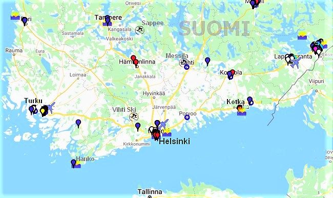Suomen matkakohteet ja nähtävyydet kartalla - Matkailu kotimaassa